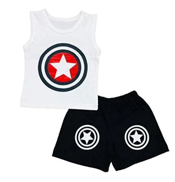 Multicolour_Summer_Wear_T__Shirt_Shorts_Set_Dres_Printed_Clothing_Set_Pack_Of_5_For_Boys_And_Girls