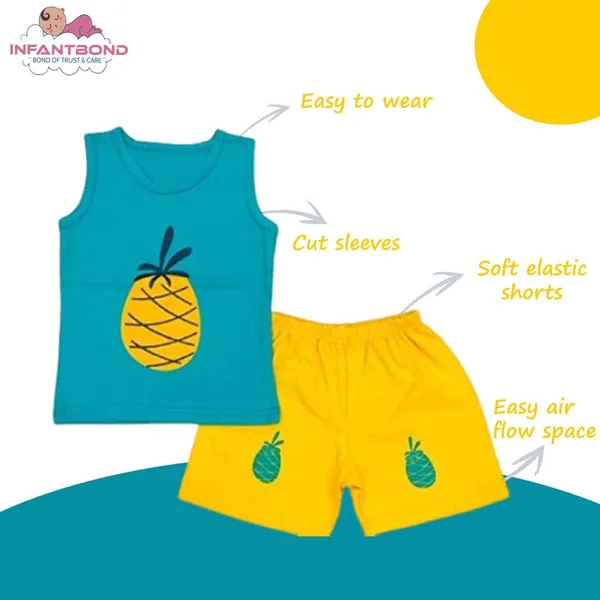 Multicolour_Sleeveless_T_Shirt_And_Short_Cotton_Set_Summer_Wear_Set_For_Boys_And_Girls