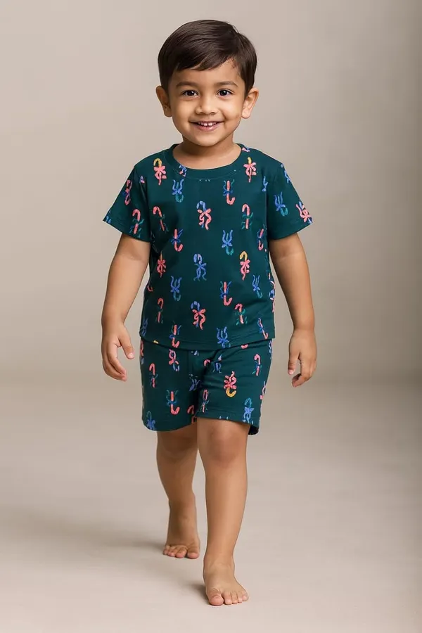 Green_Breathable_Lightweight_Stylish_Outfit_Printed_Co_Ord_Set_For_Boys_And_Girls