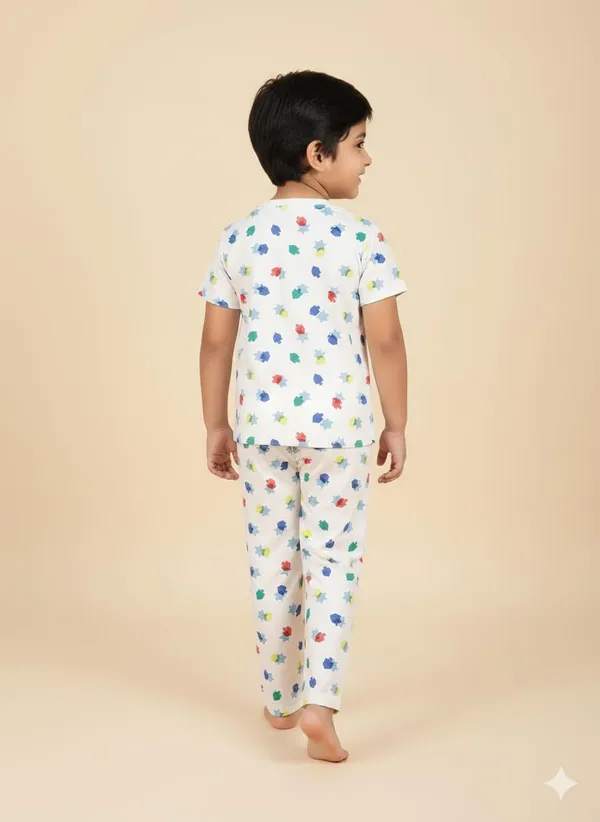 Beige_Soft_Cotton_Print_T_Shirt_Pajama_Set_For_Boys_And_Girls