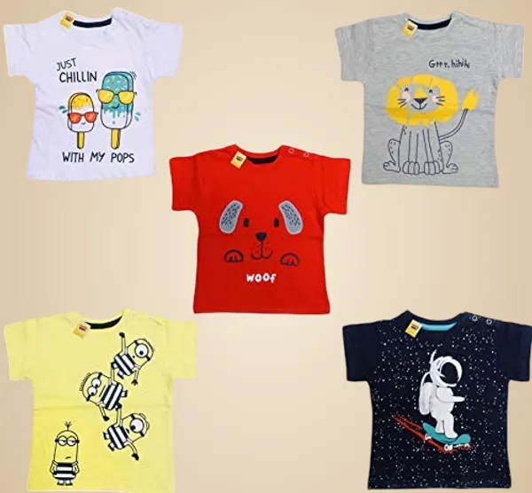 Multicolour_Half_Sleeves_T_Shirt_Pack_Of_5_For_Boys_And_Girls