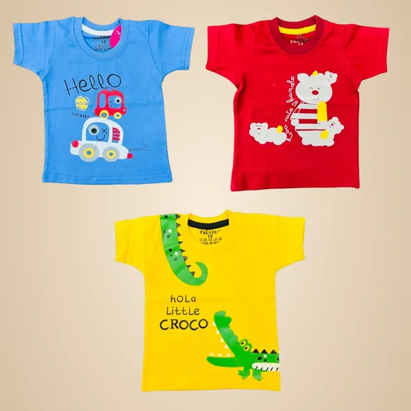 Multicolour_100%_Cotton_Half_Sleeves_T_ShirtPack_Of_3_For_Boys_And_Girls