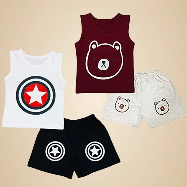 Multicolour_100%_Cotton_Cut_Sleeve_T_Shirt_And_Short_Combo_Clothing_SetCombo_Of_2_For_Boys_And_Girls