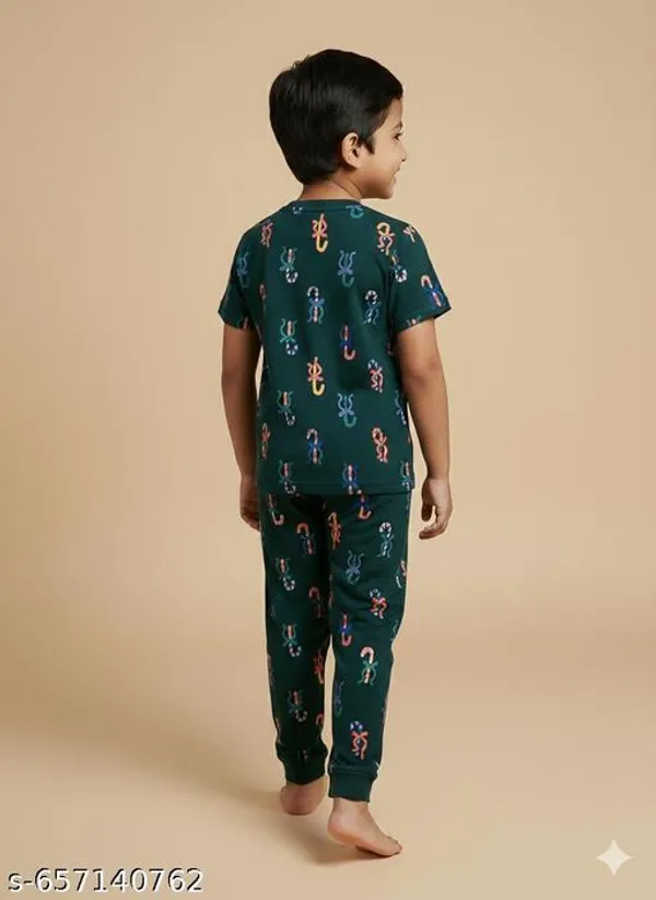 Multicolour_Soft_Cotton_Print_T_Shirt_Pajama_Set_For_Boys_And_Girls