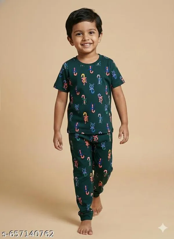 Multicolour_Soft_Cotton_Print_T_Shirt_Pajama_Set_For_Boys_And_Girls
