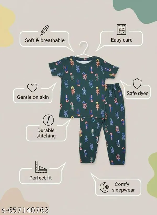 Multicolour_Soft_Cotton_Print_T_Shirt_Pajama_Set_For_Boys_And_Girls