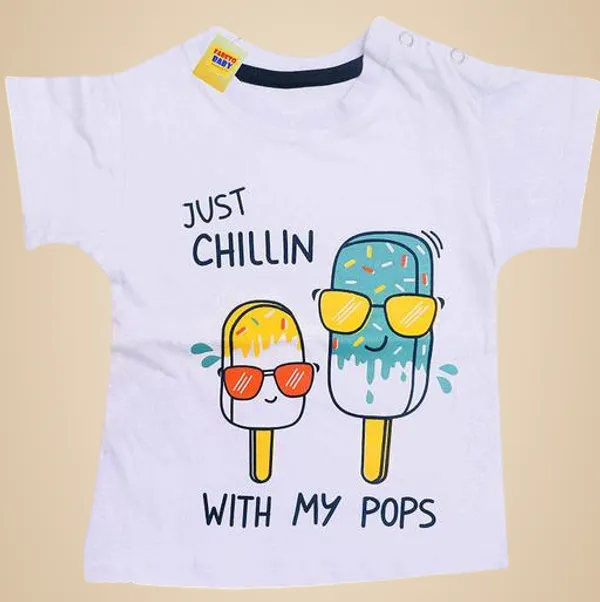 White_Half_Sleeves_Touch_Button_Style_T_Shirts_For_Boys_And_Girls