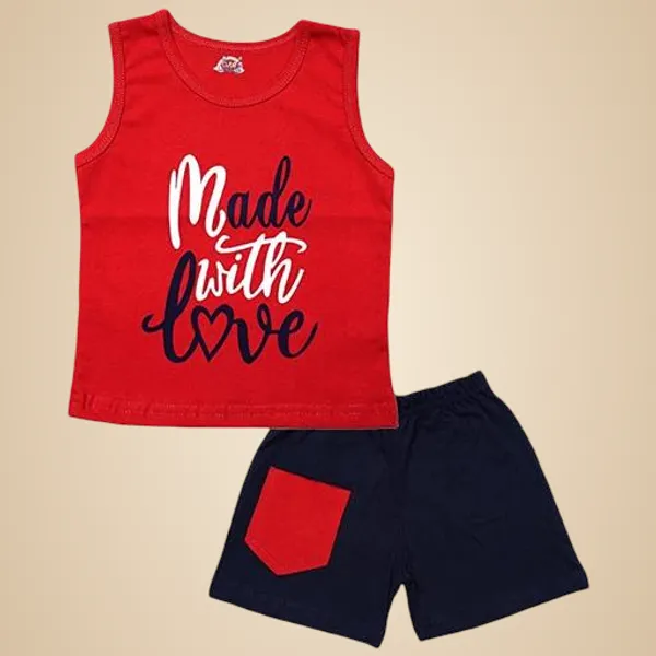 Multicolour_100%_Cotton_Sleeveless_T_Shirt_And_Short_Clothing_Set_For_Boys_And_Girls