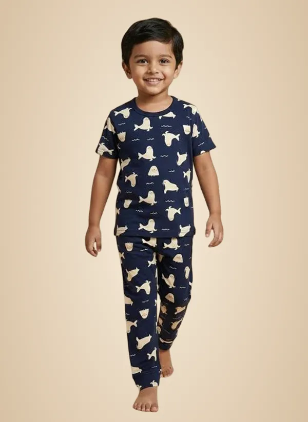 Multicolour_Soft_Cotton_Print_T_Shirt_Pajama_Set_For_Boys_And_Girls