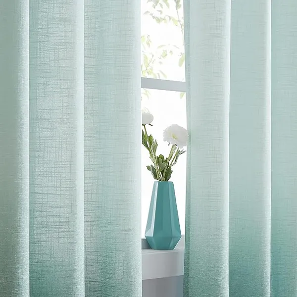PARDEWALLA_Aqua_Green_Ombre_Linen_Curtains_108_Inches_for_Valentines_Lover_Living_Room_Grommet_Top_Window_Treatments_Semi_Voile_Gradient_Drape_Bedroom,Cream_White_to_Pink_Dust_Rose,1.4_mtrx3_mtr(widthxheight)