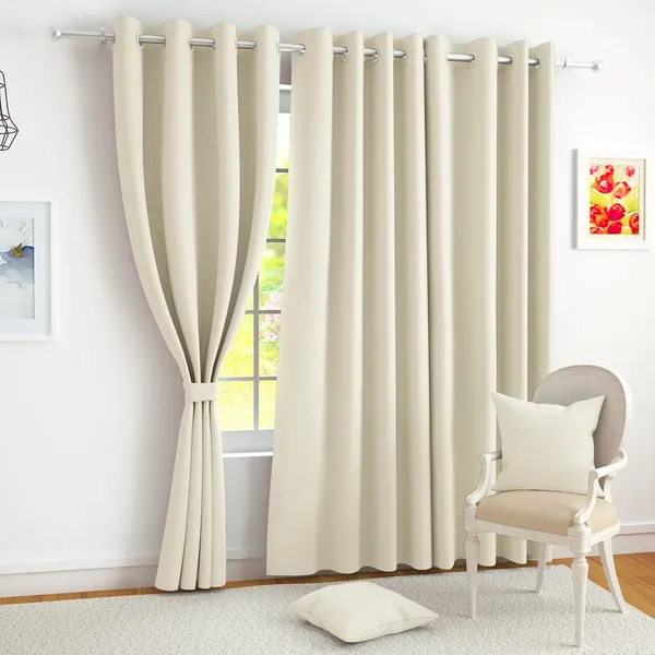 Pardewalla_100%_True_Blackout_Door_Curtains_5_Feet_Long_Set_of_2_Plain_Design_|Room_Darkening_Curtain_|_Thermal_Insulated_Curtains_for_Living_Room,_Bedroom_|_(116_x_215_cm,_Beige)