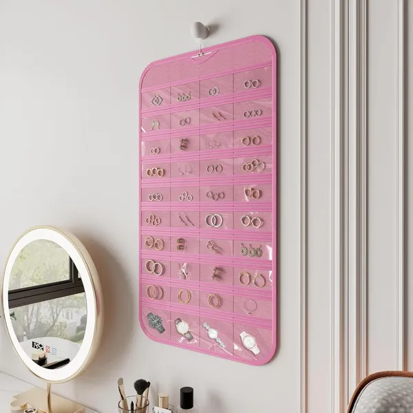 Hanging_Jewelry_Organizer_48_Double-Sided_Pockets_for_Earrings,_Necklaces,_Rings_&_Accessories_|_Space-Saving_Closet_Jewelry_Storage_(Pink)