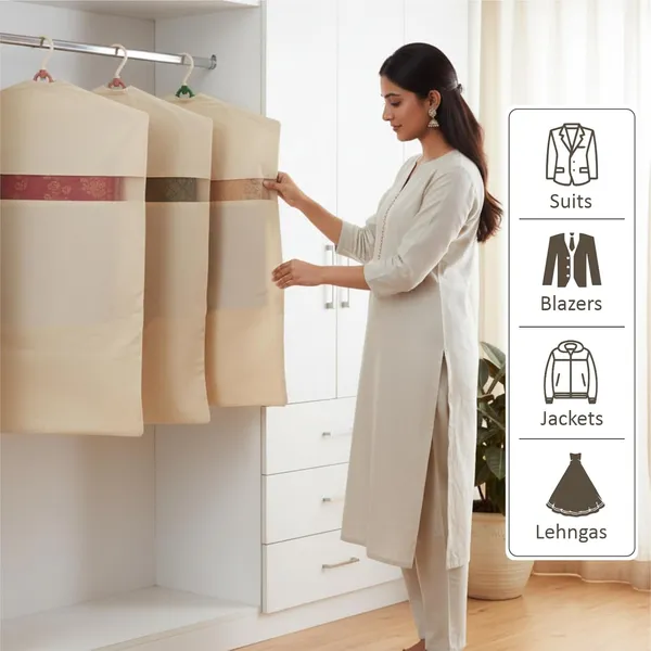 12_Piece_of_Hanging_Saree_Bag/Cotton_Clothes_Bags_for_Storage/Hanging_Cotton_Saree_Covers/Mesh_Window_Cloth_Storage_Bag/Saree_Storage_Covers_with_Zip