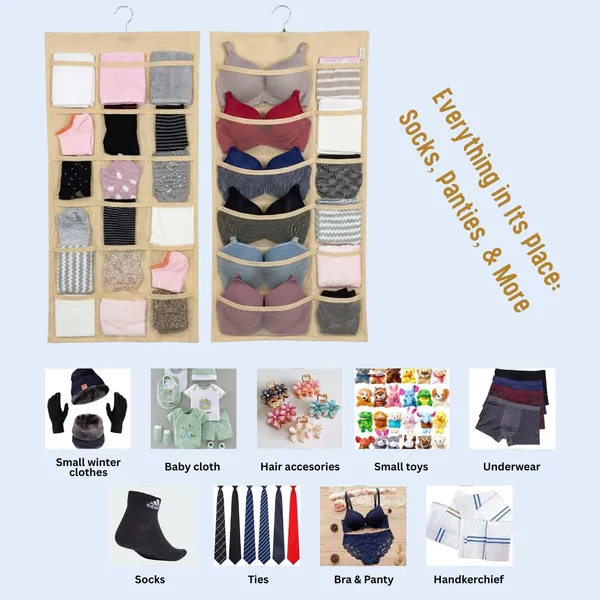 Beige_30_Pocket_Hanging_Socks_Organizer_For_Clothes_(70_X_40_Cm)