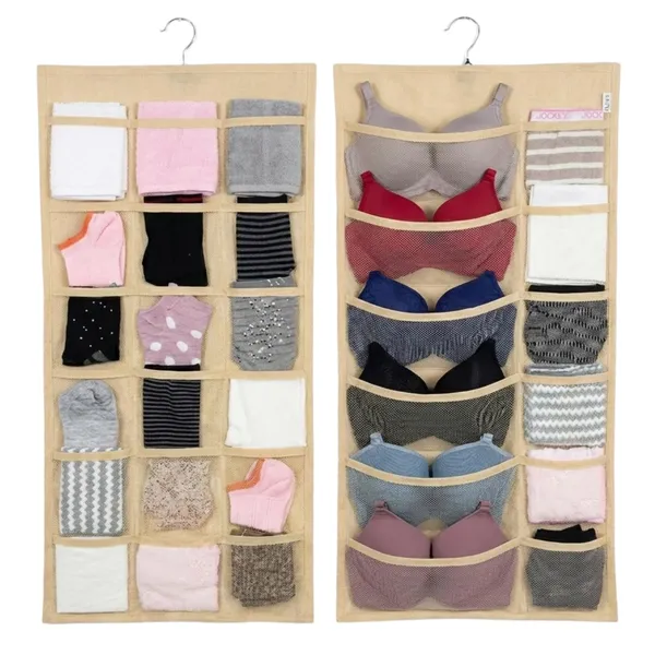 Beige_30_Pocket_Hanging_Socks_Organizer_For_Clothes_(70_X_40_Cm)