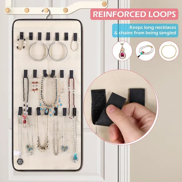 Double-Sided_Hanging_Jewelry_Organizer_24_Clear_Pockets+_Back_Side_Velcro_for_Necklaces,_Bracelets,_Rings_&_Earrings_Space-Saving_Jewelry_Storage_with_Hanger_(Beige)