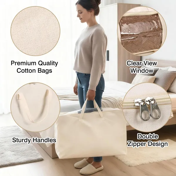 4_Pack_Canvas_Blanket_Storage_Bags_with_Zipper_Foldable_Closet_Organizers_Storage_Containers_with_Reinforced_Handle_for_Dorm_Storage_Organizing,_Bedroom,_Closet,Blanket,_Clothing,_Comforters_(25x19x9in)