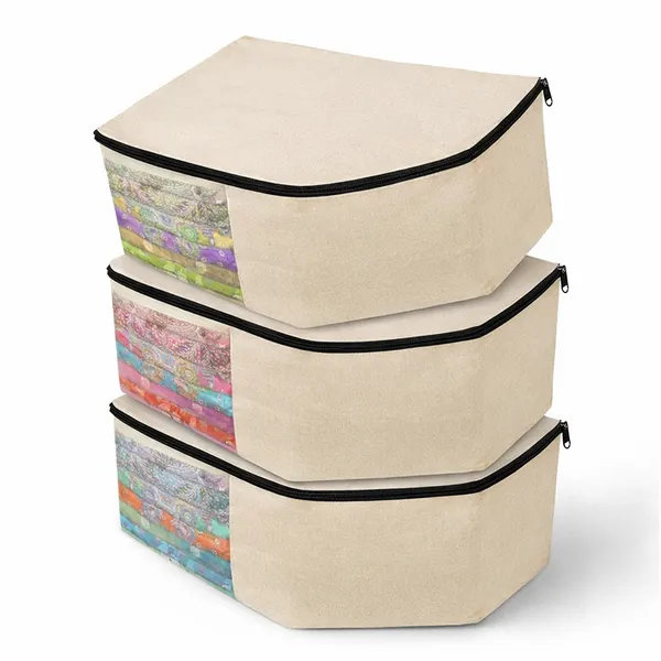 Pack_OF_3_Canvas_Cotton_Blouse_Organizer_for_Wardrobe/Transparent_Blouse_Covers_for_Storage/Dust_Proof_Blouse_Storage_Bags_with_Zipper/Saree_&_Blouse_Cover_for_Women_(38x25x17_cm/Off_White)