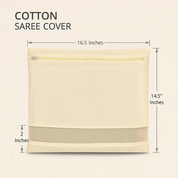 Set_Of_5_Cotton_Saree_Bags/Covers_For_Storage__Big_Size_Single_(16_X_14_Inches)_With_Zip_Closure_For_Clothes_Bags_And_Wardrobe_Organizer_With_Transparent_Mesh_Window,_Beige