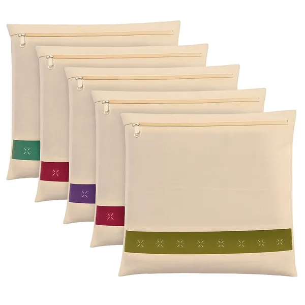 Set_Of_5_Cotton_Saree_Bags/Covers_For_Storage__Big_Size_Single_(16_X_14_Inches)_With_Zip_Closure_For_Clothes_Bags_And_Wardrobe_Organizer_With_Transparent_Mesh_Window,_Beige