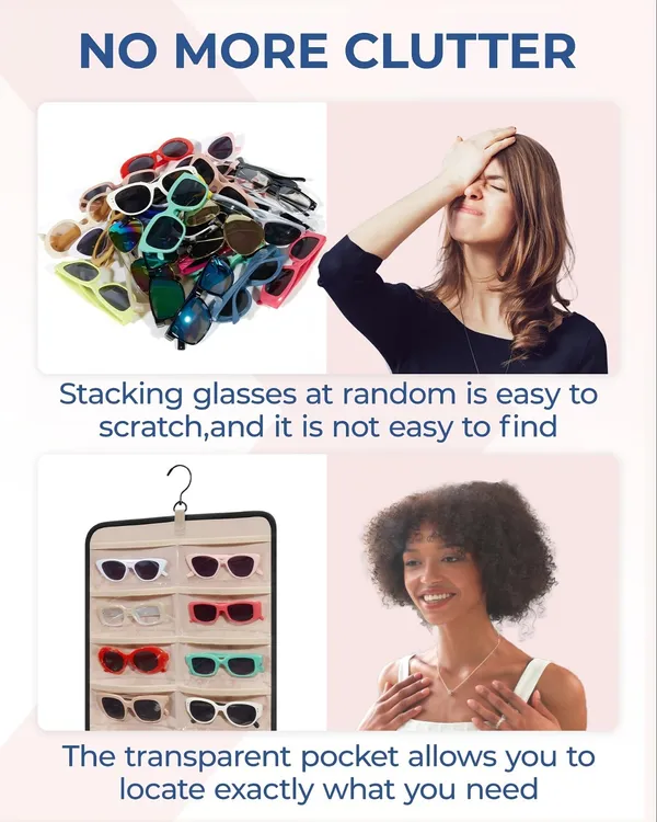 24_Clear_Slots_Sunglasses_Organizer_Storage_Hanging_Dust_Proof_Sunglasses_Storage_Case_Wall_Mounted,_Travel_Dual_Sided_Glasses_Case_Multiple_Pairs,_Eyeglasses_Holder_with__(Beige)