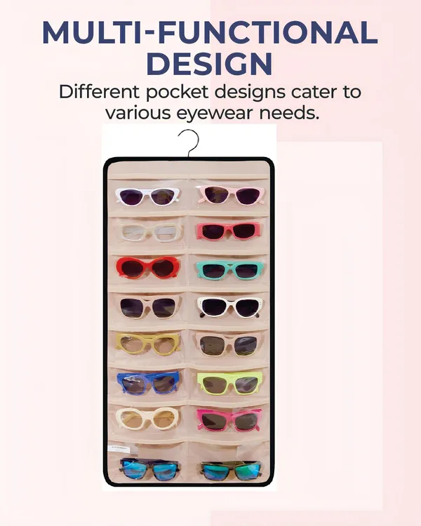 24_Clear_Slots_Sunglasses_Organizer_Storage_Hanging_Dust_Proof_Sunglasses_Storage_Case_Wall_Mounted,_Travel_Dual_Sided_Glasses_Case_Multiple_Pairs,_Eyeglasses_Holder_with__(Beige)