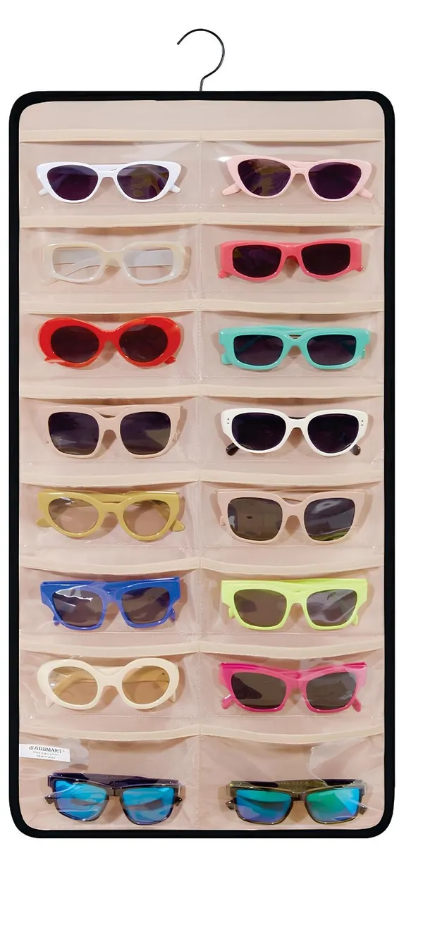 24_Clear_Slots_Sunglasses_Organizer_Storage_Hanging_Dust_Proof_Sunglasses_Storage_Case_Wall_Mounted,_Travel_Dual_Sided_Glasses_Case_Multiple_Pairs,_Eyeglasses_Holder_with__(Beige)