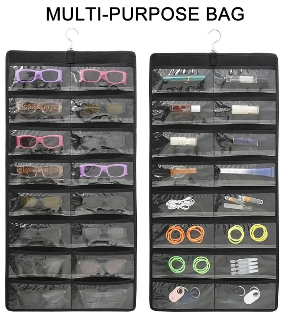 24_Clear_Slots_Sunglasses_Organizer_Storage_Hanging_Dust_Proof_Sunglasses_Storage_Case_Wall_Mounted,_Travel_Dual_Sided_Glasses_Case_Multiple_Pairs,_Eyeglasses_Holder_with_(Black)