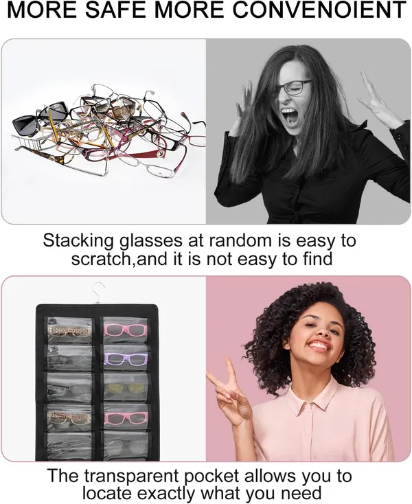 24_Clear_Slots_Sunglasses_Organizer_Storage_Hanging_Dust_Proof_Sunglasses_Storage_Case_Wall_Mounted,_Travel_Dual_Sided_Glasses_Case_Multiple_Pairs,_Eyeglasses_Holder_with_(Black)