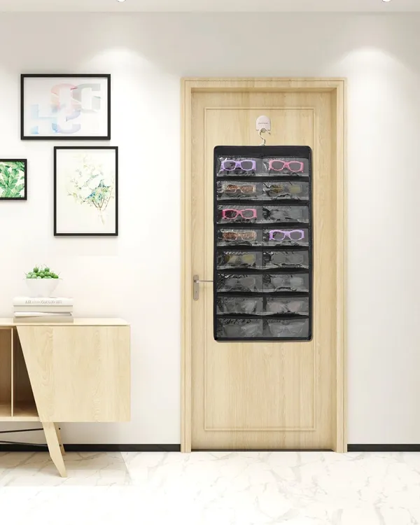 24_Clear_Slots_Sunglasses_Organizer_Storage_Hanging_Dust_Proof_Sunglasses_Storage_Case_Wall_Mounted,_Travel_Dual_Sided_Glasses_Case_Multiple_Pairs,_Eyeglasses_Holder_with_(Black)