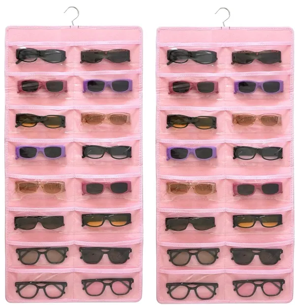 Sunglasses_Organizer_Storage_Hanging_Dust_Proof_Sunglasses_Storage_Case_Wall_Mounted,_Travel_Dual_Sided_Glasses_Case_Multiple_Pairs,_Eyeglasses_Holder_with_24_Clear_Slots_(Pink)