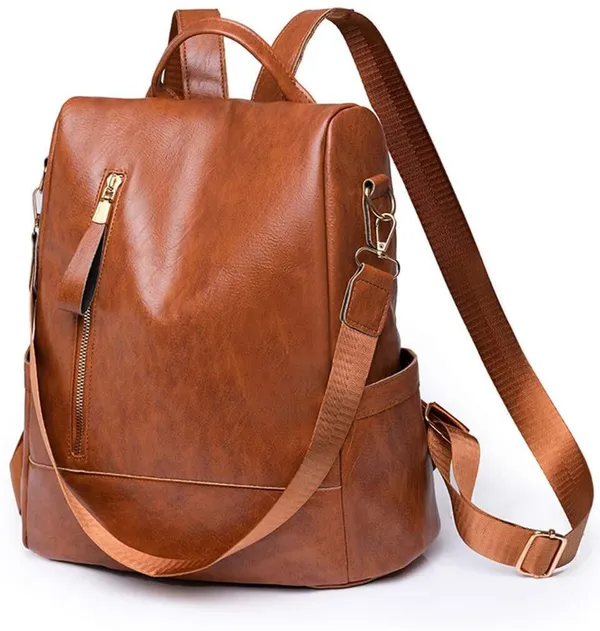 Tan_Non_Animal_Leather_Casual_Convertible_Backpack_Handbag_Backpack