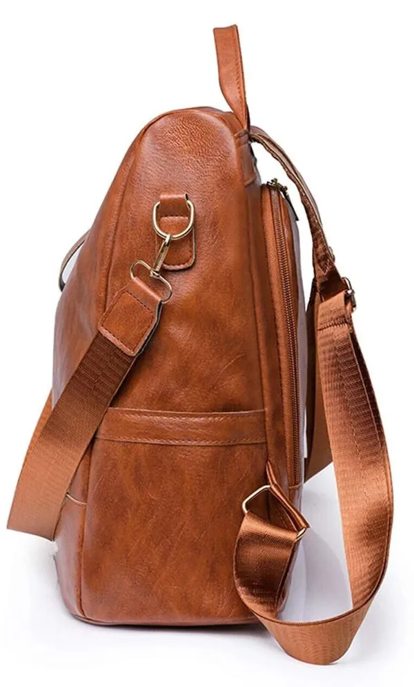 Tan_Non_Animal_Leather_Casual_Convertible_Backpack_Handbag_Backpack