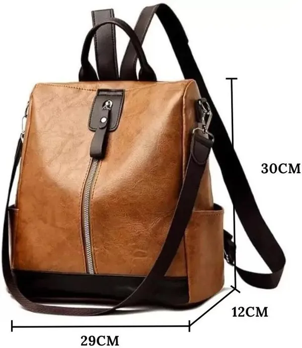 Brown_Laptop_Backpack_Non_Animal_Leather_Casual_Convertible_Backpack_Handbag_Backpack