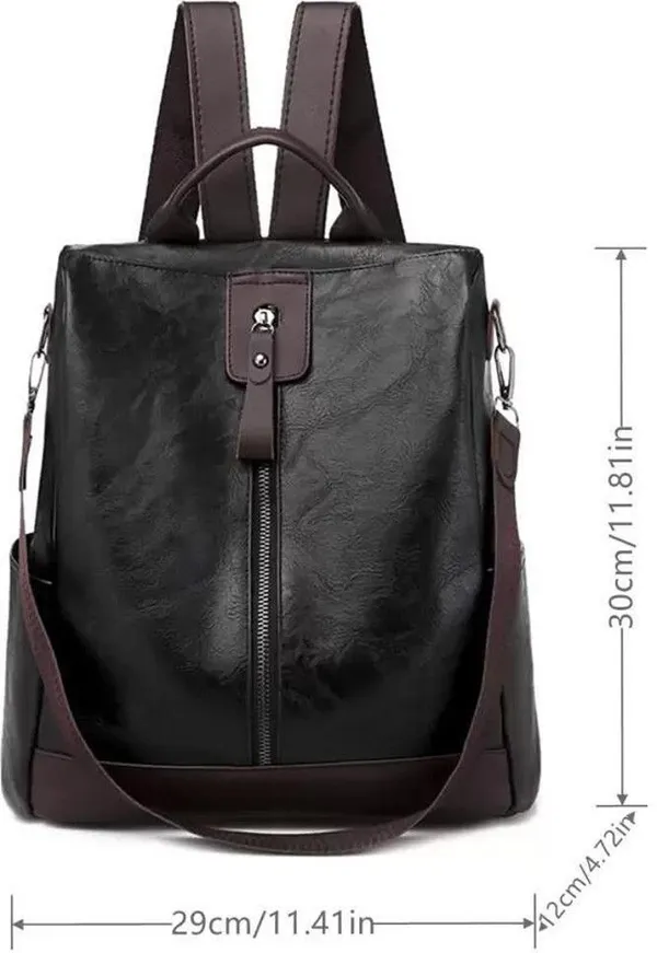 Black_Laptop_Backpack_Non_Animal_Leather_Casual_Convertible_Backpack_Handbag_Backpack