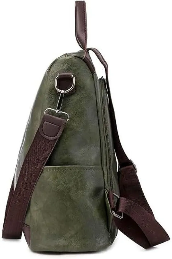 Green_Laptop_Backpack_Non_Animal_Leather_Casual_Convertible_Backpack_Handbag_Backpack