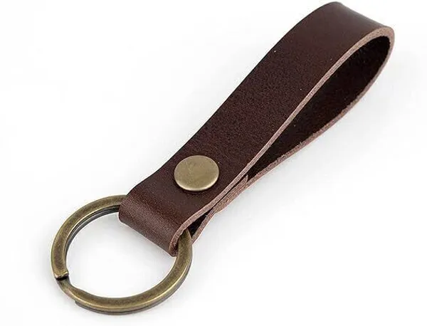 PU_Leather_Keychain_Solid_Metal_Bronze_Handcraft_Key_Ring_Key_Chain
