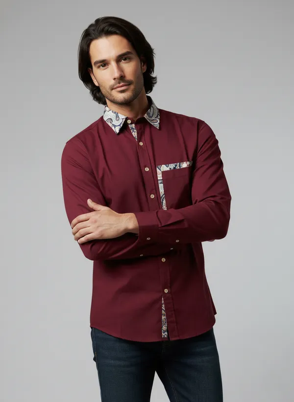 Maroon_Cotton_Premium_Shirt_For_Men
