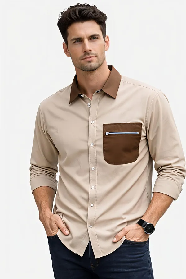 Beige_Cotton_Premium_Shirt_For_Men