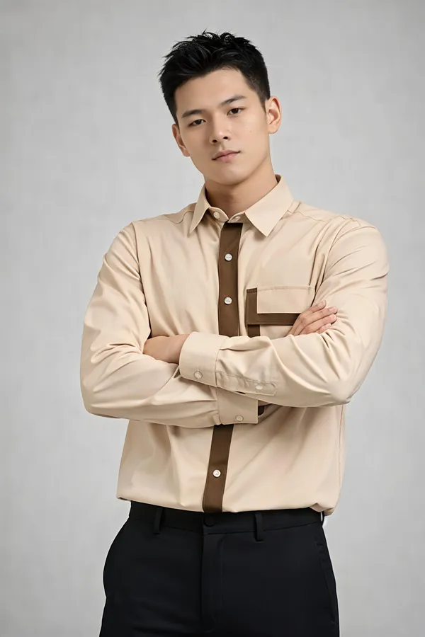 Beige_Cotton_Premium_Shirt_For_Men