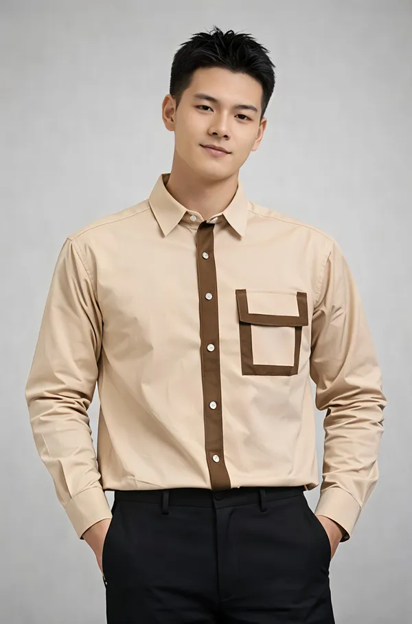 Beige_Cotton_Premium_Shirt_For_Men