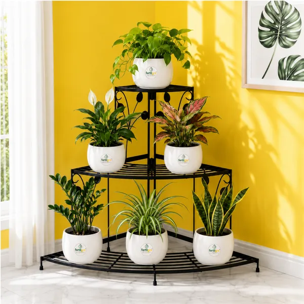 FERTILGRO_3-Tier_Corner_Plant_Stand,_Metal_Flower_Pot_Stand_for_Indoor_&_Outdoor_Plants,_Space_Saving_Decorative_Plant_Display