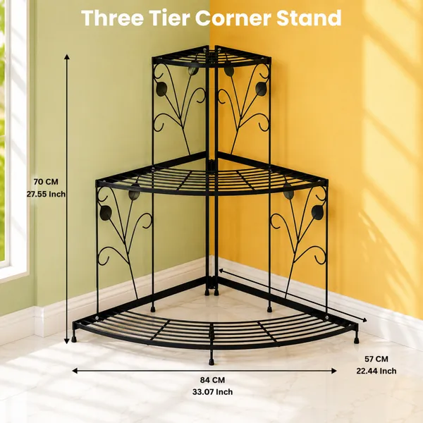 FERTILGRO_3-Tier_Corner_Plant_Stand,_Metal_Flower_Pot_Stand_for_Indoor_&_Outdoor_Plants,_Space_Saving_Decorative_Plant_Display