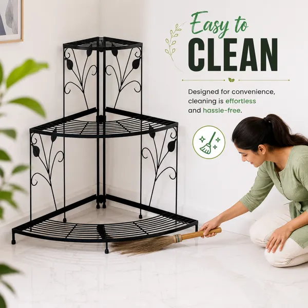 FERTILGRO_3-Tier_Corner_Plant_Stand,_Metal_Flower_Pot_Stand_for_Indoor_&_Outdoor_Plants,_Space_Saving_Decorative_Plant_Display