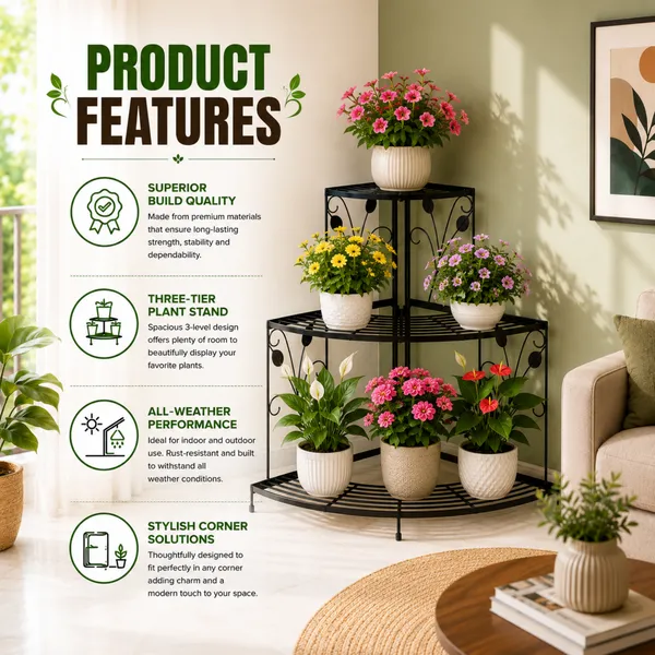 FERTILGRO_3-Tier_Corner_Plant_Stand,_Metal_Flower_Pot_Stand_for_Indoor_&_Outdoor_Plants,_Space_Saving_Decorative_Plant_Display