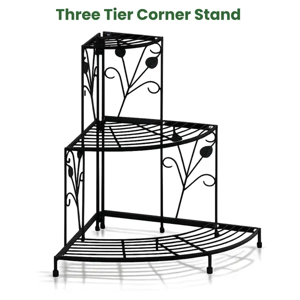 FERTILGRO_3-Tier_Corner_Plant_Stand,_Metal_Flower_Pot_Stand_for_Indoor_&_Outdoor_Plants,_Space_Saving_Decorative_Plant_Display