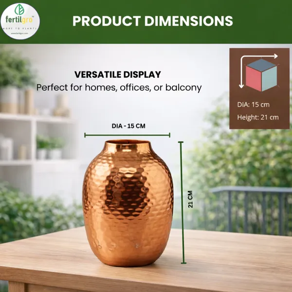 FERTILGRO_Elegant_Copper_Metal_Planter_(Copper)_–_Decorative_Indoor_&_Balcony_Plant_Holder_for_Tabletop_and_Floor_|_Stylish_Flower_Pot_Stand_for_Living_Room_&_Bedroom
