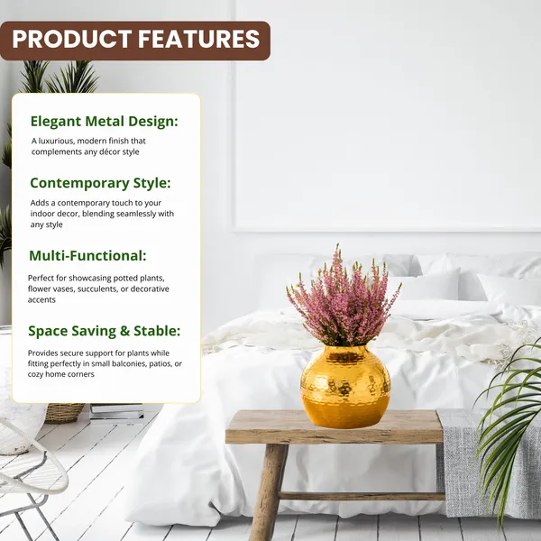 FERTILGRO_Elegant_Copper_Metal_Planter_(Gold)_–_Decorative_Indoor_&_Balcony_Plant_Holder_for_Tabletop_and_Floor_|_Stylish_Flower_Pot_Stand_for_Living_Room_&_Bedroom