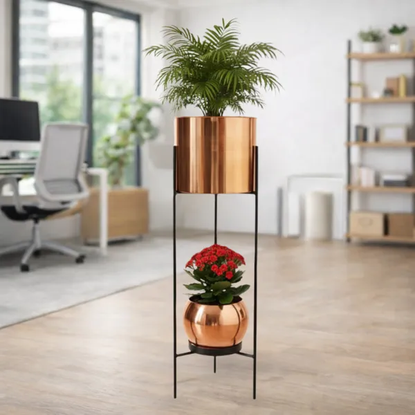 Modern_Metal_Plant_Stand_with_Pots_–_Brass_Finish_Plant_Stand_for_Living_Room_&_Balcony_Decor_for_Home__Living_Room,_Balcony,_Bedroom_and_Office_(Pack_of_1)