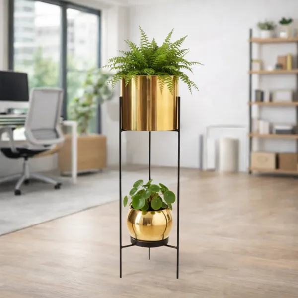 Modern_Metal_Plant_Stand_with_Pots_–_Brass_Finish_Plant_Stand_for_Living_Room_&_Balcony_Decor_for_Home__Living_Room,_Balcony,_Bedroom_and_Office_(Pack_of_1)